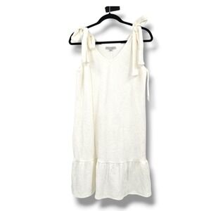 Green Envelope Los Angeles White Sleeveless Tie Strap Ruffle Hem Dress XL